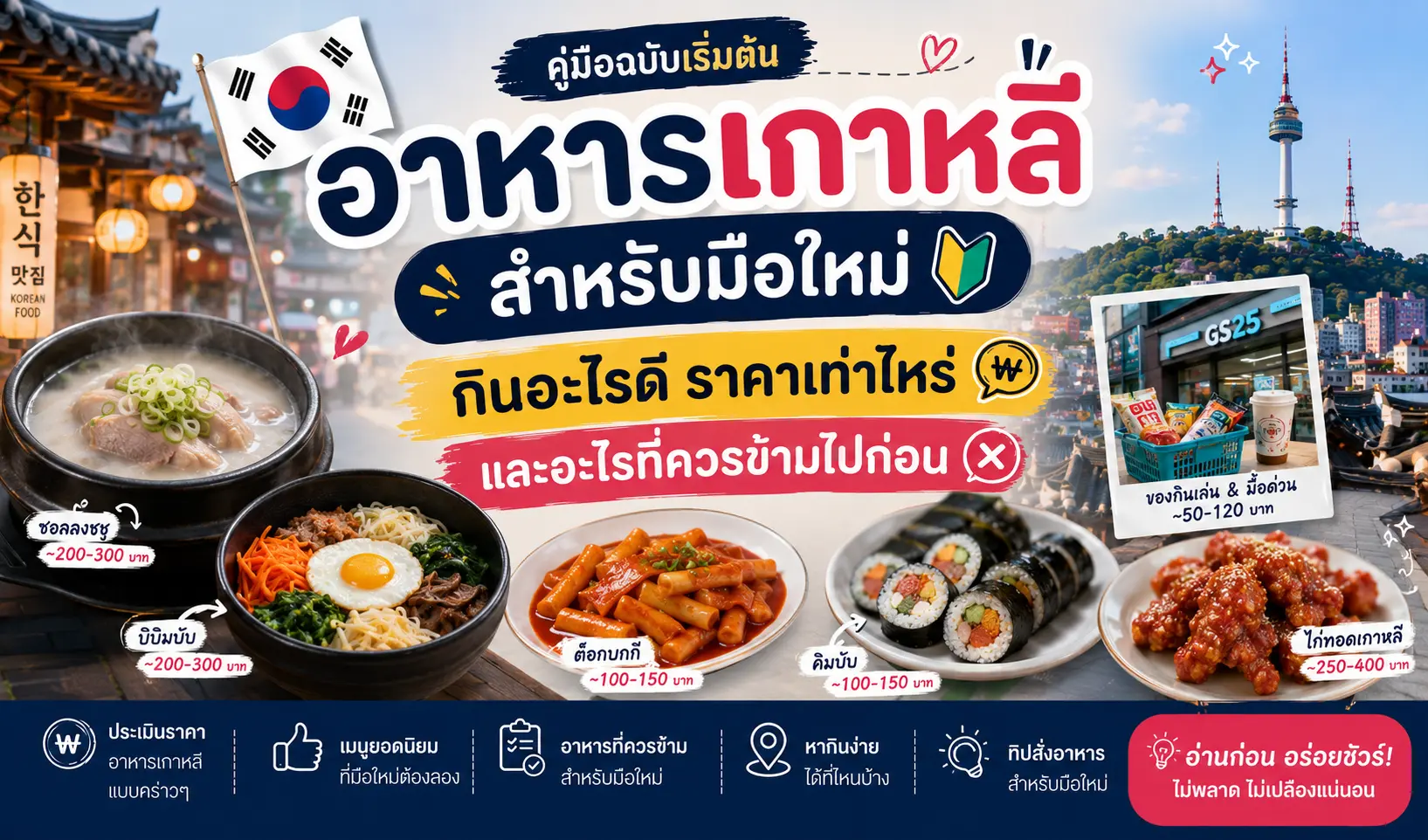 อาหารเกาหลีสำหรับมือใหม่ — กินอะไรดี ราคาเท่าไหร่ และอะไรที่ควรข้ามไปก่อน - เที่ยวเกาหลี Korea Travel Guide