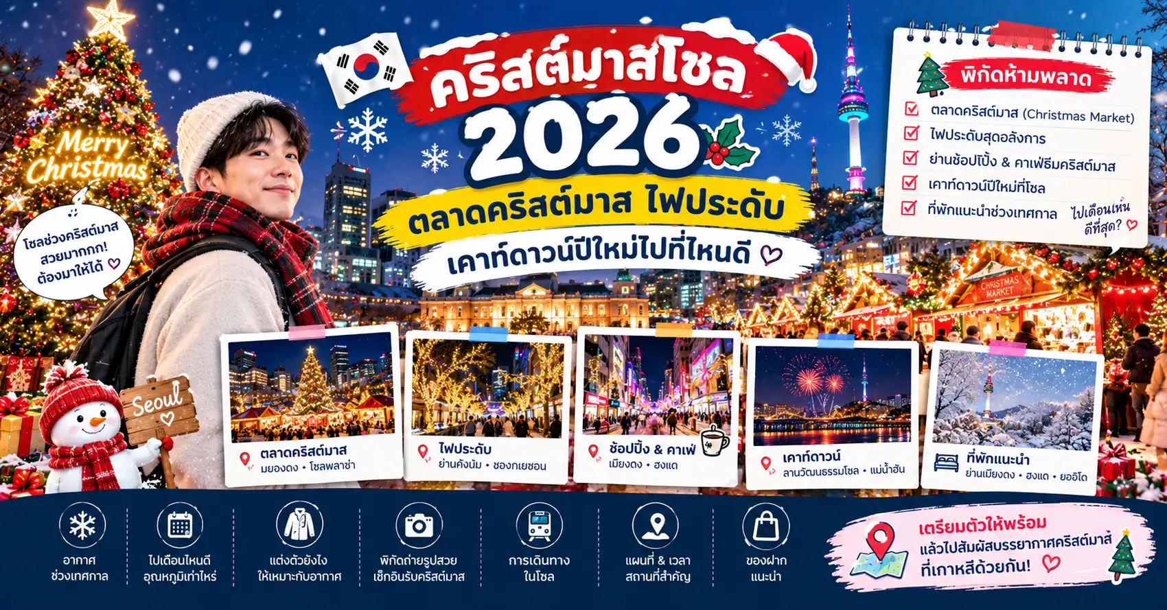 คริสต์มาสโซล 2026: ตลาดคริสต์มาส ไฟประดับ เคาท์ดาวน์ปีใหม่ไปที่ไหนดี - เที่ยวเกาหลี Korea Travel Guide