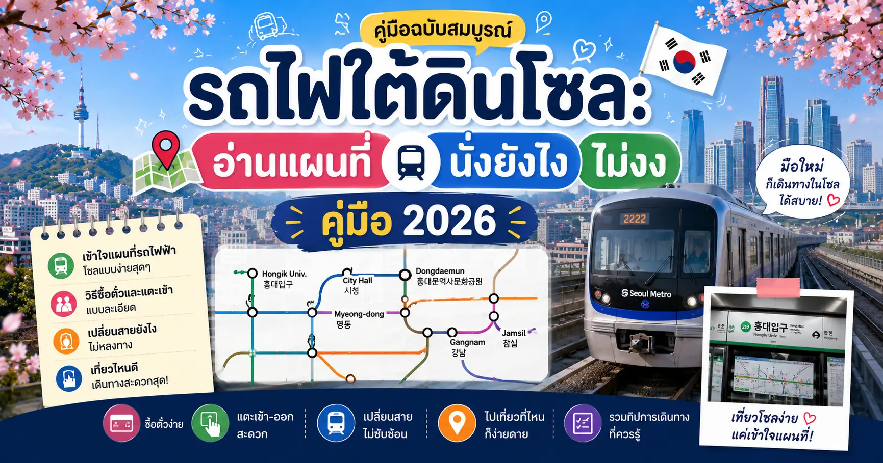 รถไฟใต้ดินโซล: อ่านแผนที่ นั่งยังไง ไม่งง คู่มือ 2026 - เที่ยวเกาหลี Korea Travel Guide